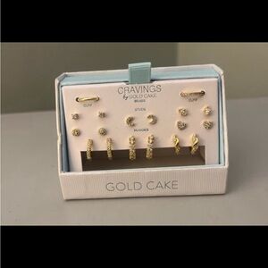 GOLD CAKE CRAVINGS Cuff, Stud and Huggies Earring Set